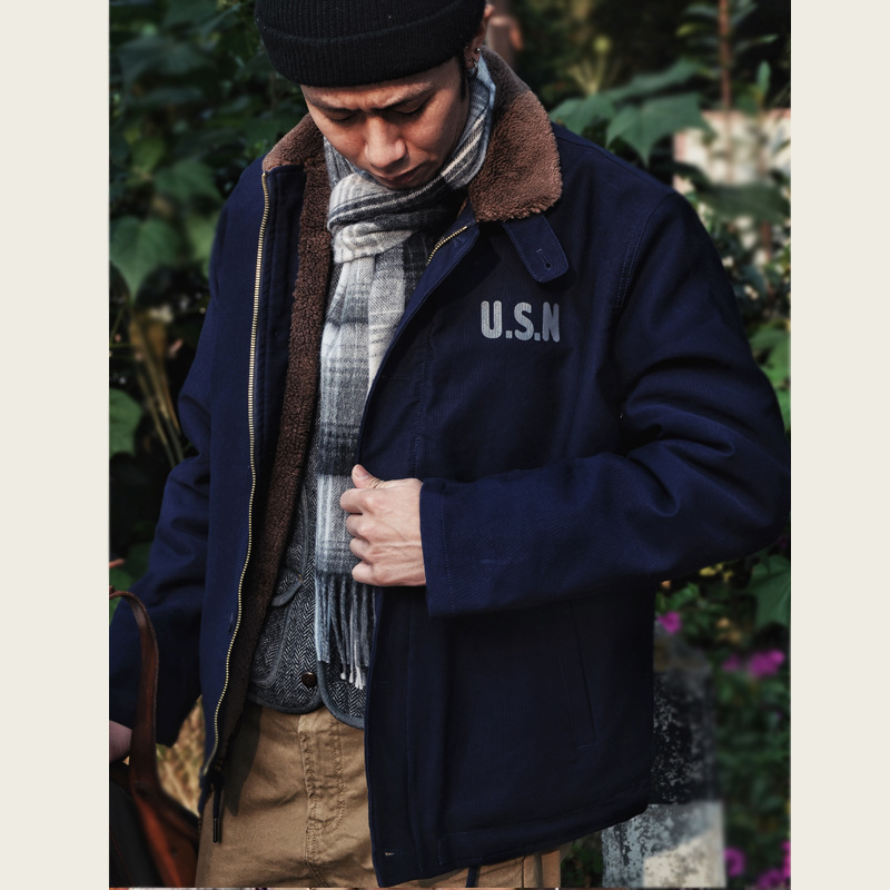 Ameikaji American N1 ropa de cubierta engrosada con forro polar abrigo de algodón acolchado abrigo de lana de cordero retro de los hombres abrigo de algodón acolchado