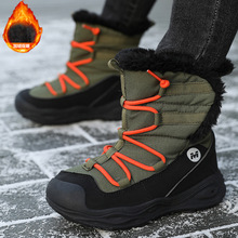 儿童雪地靴冬季加绒加厚女孩高筒靴中大童男孩钢爪防滑户外大棉鞋