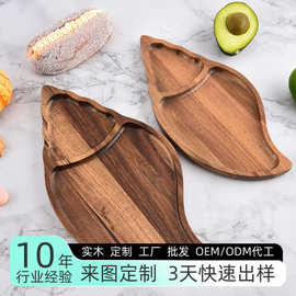 定制相思木跨境热卖风美食拍照道具小木碟咖啡实木圆盘椭木质托盘