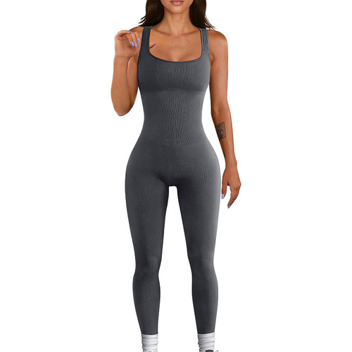 European and American cross-border autumn and winter threaded yoga wear women's one-piece seamless quick-drying high-elastic sports fitness vest one-piece suit