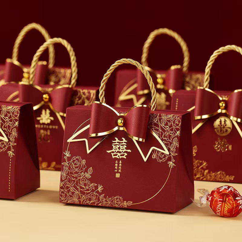 New Wholesale Wedding Candy Box Chinese Style High-End Candy Gift Box Empty Box Engagement Special Wedding Candy Bag