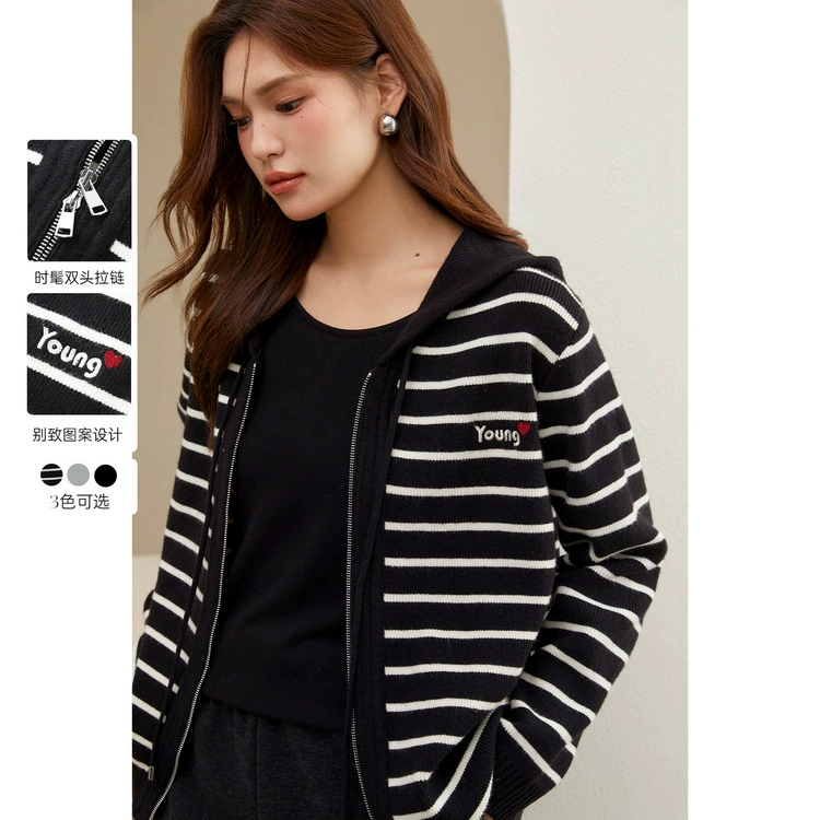 Великое шоу большого размера женская повседневная модная тенденция индивидуальность с капюшоном дикий тонкий свитер жирный mm2024 зимний новый