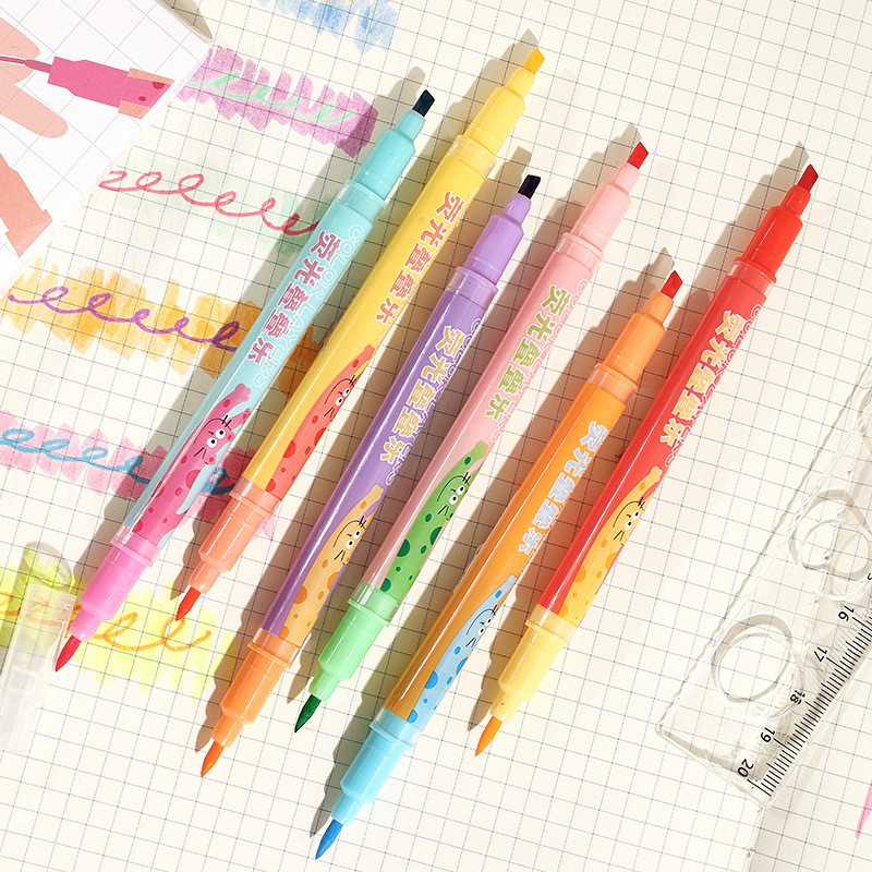 Creativo de doble cabeza de doble color marcador de color de los estudiantes de la escuela primaria de alto valor de color de la cuenta de mano de graffiti marcador