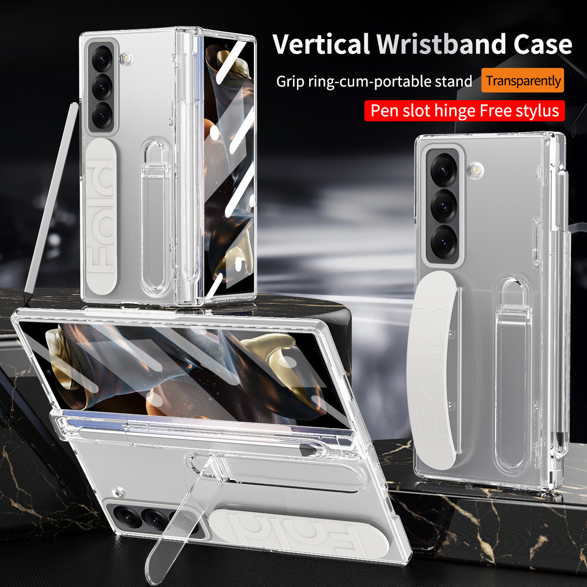 Transparent [shell film + wrist strap + stand + pen tray]