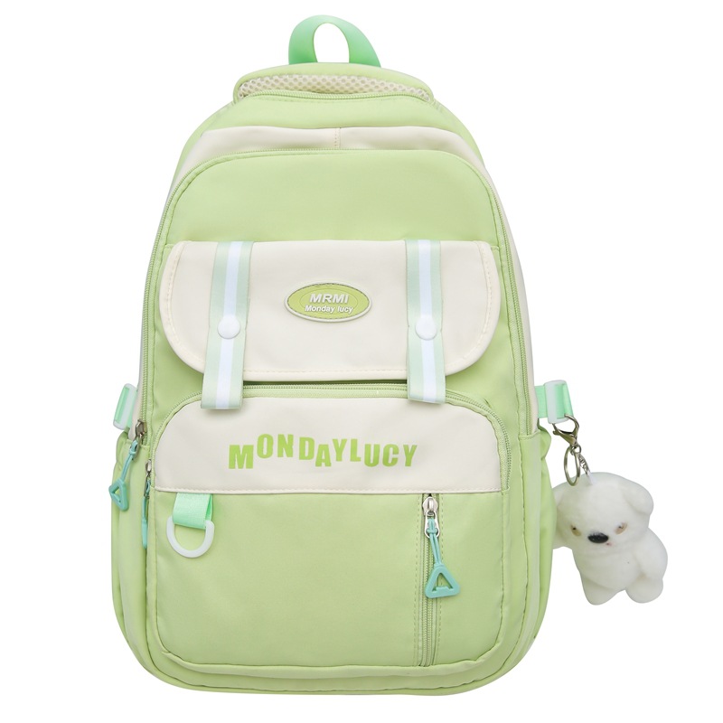 2024 nueva mochila escolar de gran capacidad de color de contraste impermeable para estudiantes universitarios de secundaria y preparatoria