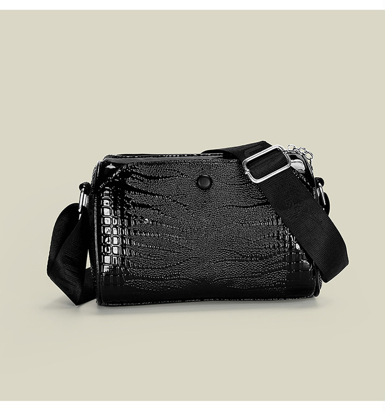 Borsa a tracolla multistrato transfrontaliera con motivo coccodrillo, cuscino Boston lucido, unica e alla moda, versatile, da portare a spalla_voghion.com