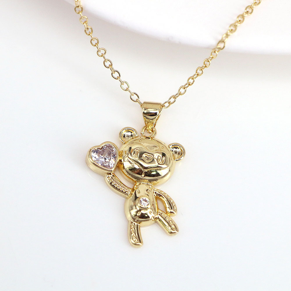 Fashion Bear Copper Necklace Zircon Copper Necklaces