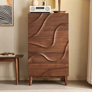 Scandinavian Modern Light Luxury Solid Wood Chest of Drawers Storage Cabinet Multi-Layer Cabinet Drawer Locker Living Room Bedroom Simp J&
