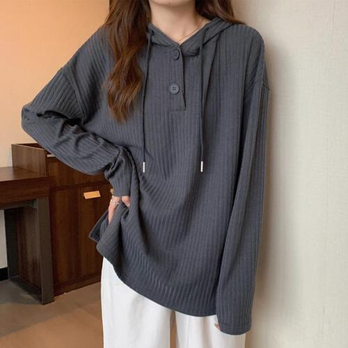 Women's Loose Fit Hooded Long Sleeve T-Shirt - 2025 New Design, Oversized, Unique Style, Slimming - Autumn Student Hoodie