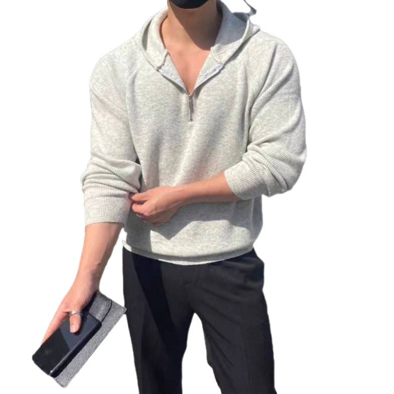 Herren-Kapuzenpullover mit halbem Reißverschluss – Trendiger Oversize-Strickpullover mit angesagtem Streetwear-Flair für lässige und urbane Looks_voghion.com
