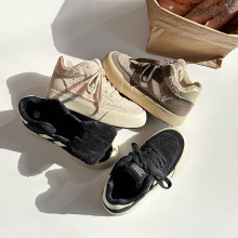 港风复古毛绒绒帆布鞋女ulzzang百搭ins风韩版学生厚底休闲板鞋