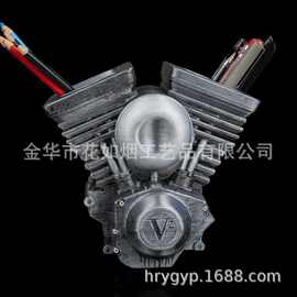 跨境机械朋克 V2 发动机笔筒 工业风办公桌面收纳架