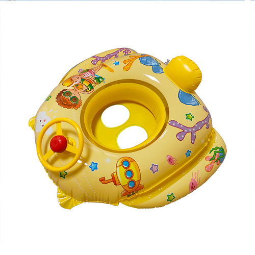 Children's swimming ring cartoon steering wheel swimming ring baby inflatable seat car horn boat wholesale cartoon swimming ring