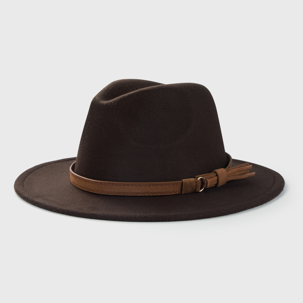 371g Weight Anniversary, Business, Wedding, Outdoor, Travel, Beach, Birthday, Festival, Shopping Occasion Unisex Gender Korean Style Style Royal Blue, Dark Blue, Grey, Wine Red, Camel, Black Color Retro Woolen Hat Korean  Belt Accessories Top Hat Simple Big Brim Jazz Hat 5