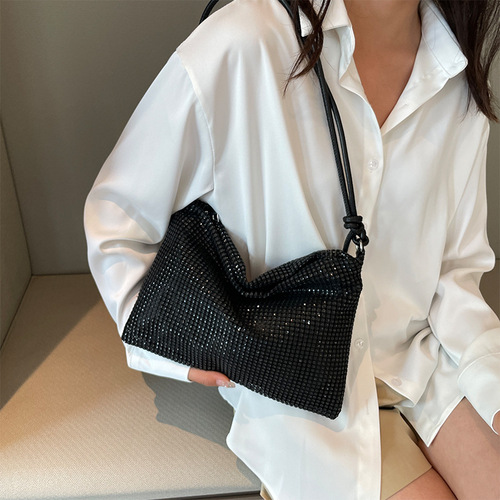 Leisure Diamond-embellished Handbag for Women 2024 Spring New Arrival High-end Stylish Underarm Bag Fashion Simple Large Capacity Shoulder Bag