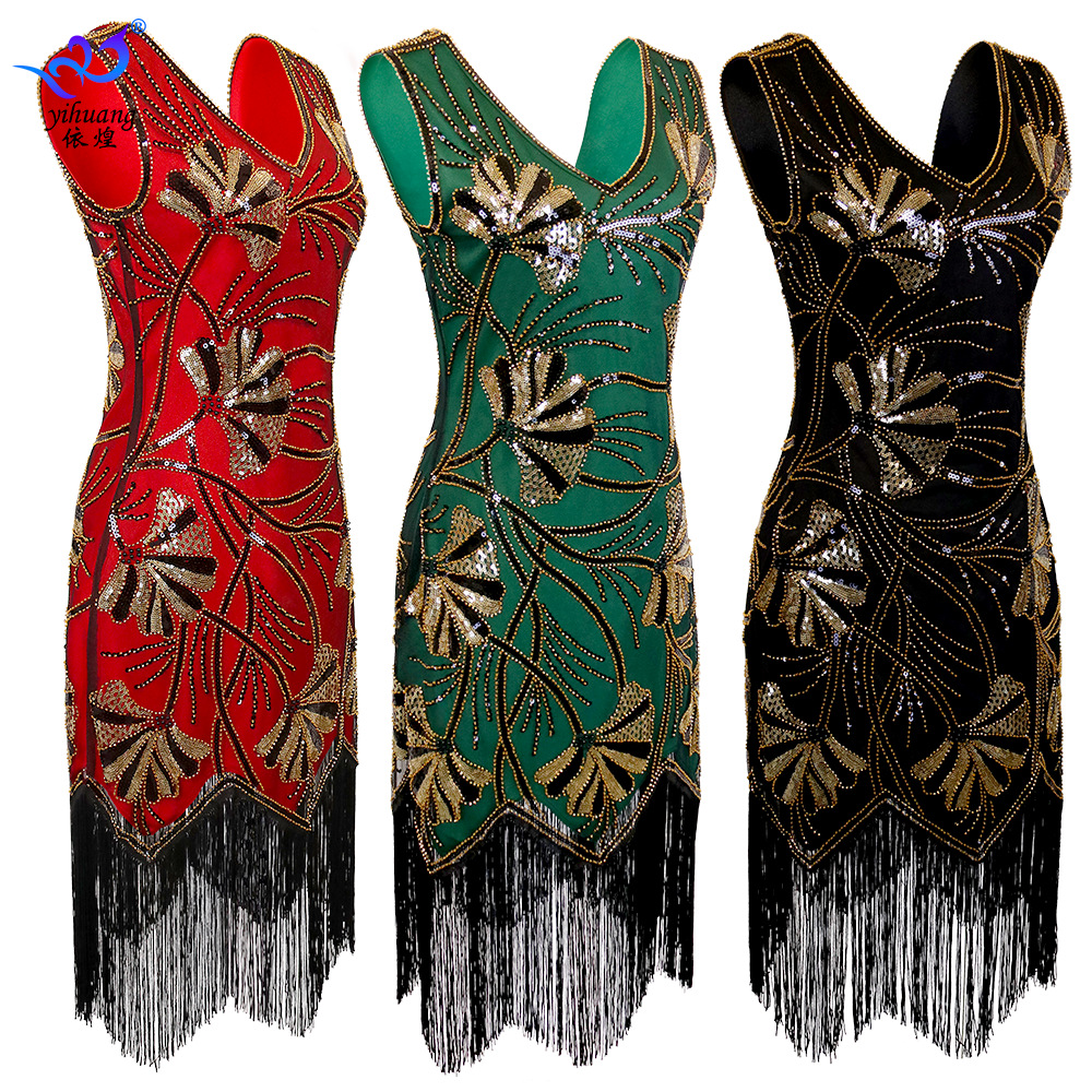 Ball Gown 1920 Retro Sequin Dress Sequin Dress Performance Clothing Latin Dance Tassel Dance Skirt Party Skirt