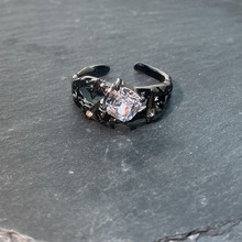 鑫麒首饰星芒暗黑风戒指女高级感星星个性款冷淡风镶锆石开口指环