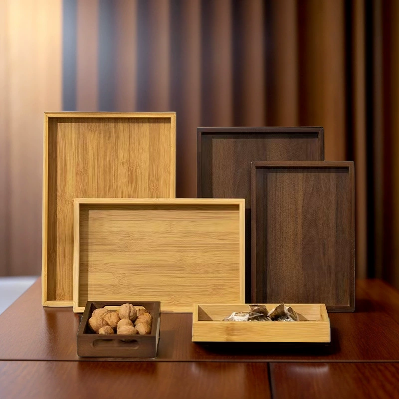 Bamboo wooden palleth peach wood grain handle home tea tray hotel tea tray rectangular storage disk manufacturer wholesale -> Бамбуковая деревянная подносная поднос с ручкой из древесины персикового дерева, прямоугольная чайная подставка для дома, отель, поставщик оптом