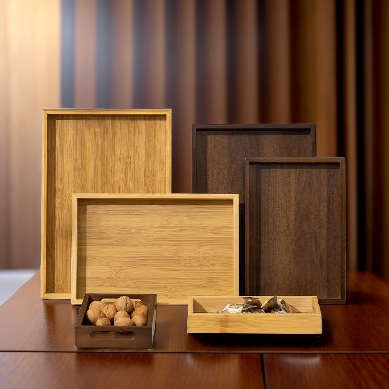 Bamboo Tray Walnut Grain Handle Tray Household Tea Tray Hotel Tea Tray Rectangular Storage Tray Factory Wholesale Bamboo Tray Walnut Grain Handle Tray Household Tea Tray Hotel Tea Tray Rectangular Storage Tray Factory Wholesale