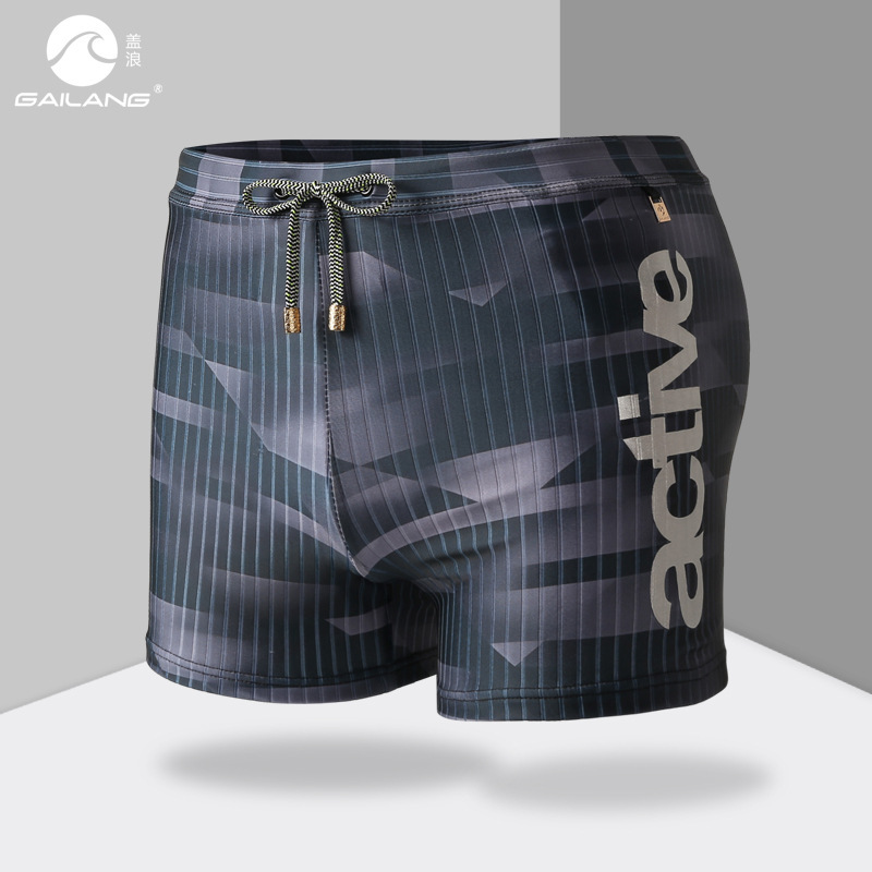Outdoor Swimming Trunks Men's Flat-angle Five-point Anti-embarrassment Elastic Swimsuit Adult Hot Spring Loose Swimsuit Professional Equipment