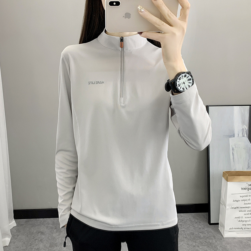 2042 Outdoor Quick-drying Clothes Long-sleeved Women's Sports Mountaineering Running Collar T-shirt Mesh Breathable Quick-drying Lightweight Top