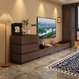 Floor-standing TV cabinet Living room and home use 2025 new storage cabinet integrated medieval style small apartment tea table combination