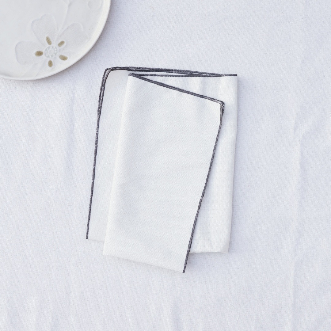 Servilleta de algodón de lino, paño de boca, borde de bloqueo, decoración de mesa lisa americana, evento de boda, servilleta transfronteriza de Navidad, toalla de cocina