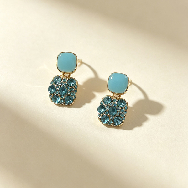 square fashionable retro geometric elegant earrings
