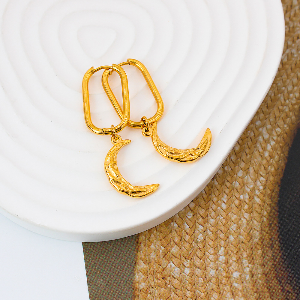 Ethnic Style Geometric Stainless Steel Gold Plated Artificial Gemstones Earrings 1 Pair