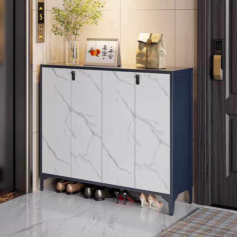Steel Shoe Cabinet for Home Use, Suitable for Entryway, Hallway, Corridor, Large Capacity with Lock, Storage Shoe Rack, Faux Stone Shoe Cabinet