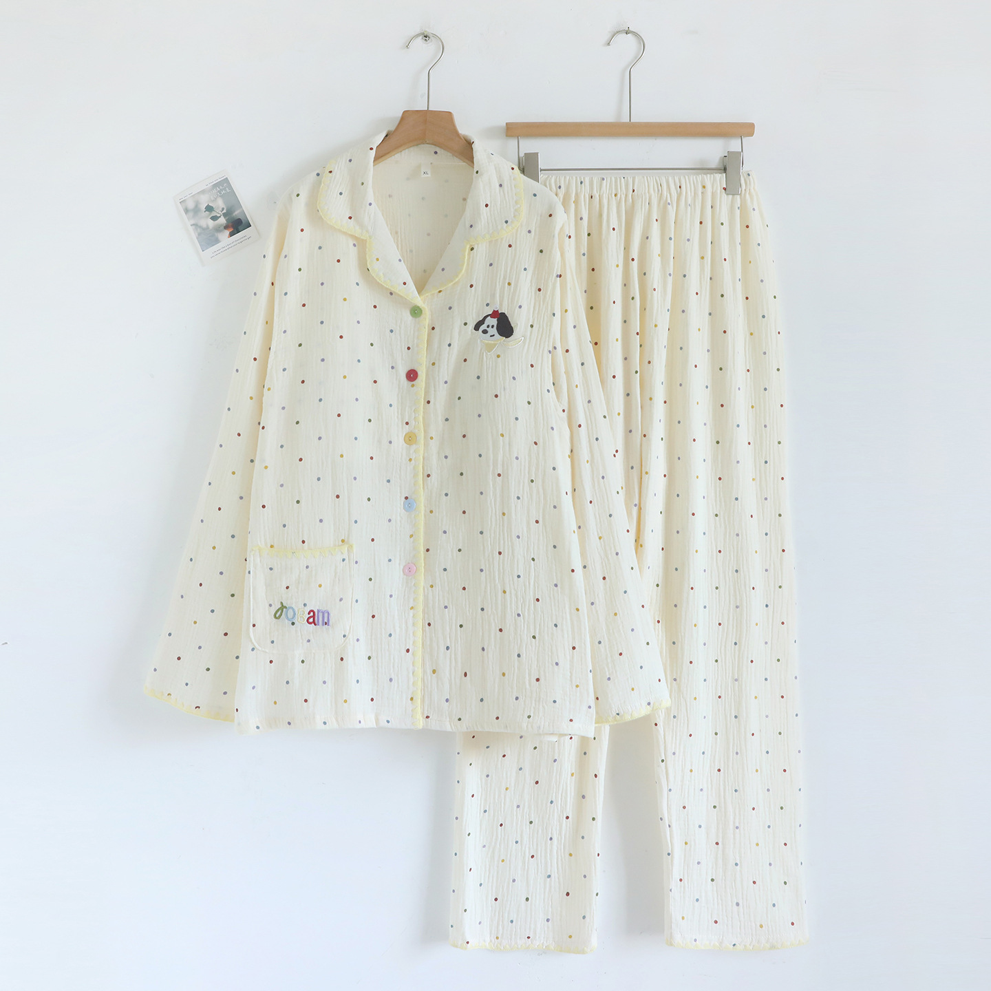 [removable breast pad] polka dot puppy / M
