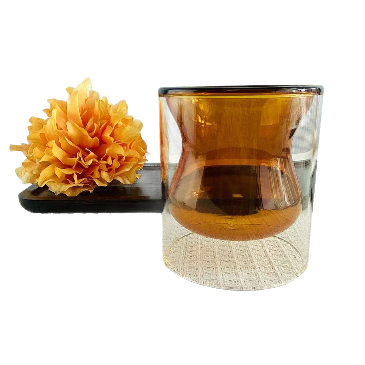 Caneca de vidro de parede dupla em formato de cabaça para café_voghion.com