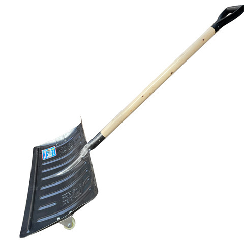 Snow Push Shovel Wheel-Type with Wheels Large Manganese Steel Thick Grain Shovel Manure Shovel Snow Push Plate Snow Removal Tool Gadget