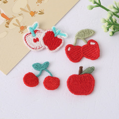 かわいいアップルチェリー刺繍布ステッカーぬいぐるみ服スカーフアクセサリー装飾ステッカーミニ携帯電話バッグ自己粘着