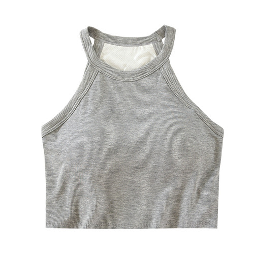 Halter neck camisole women's inner wear with breast pads and short cup all-in-one hot girl niche sports bottoming top
