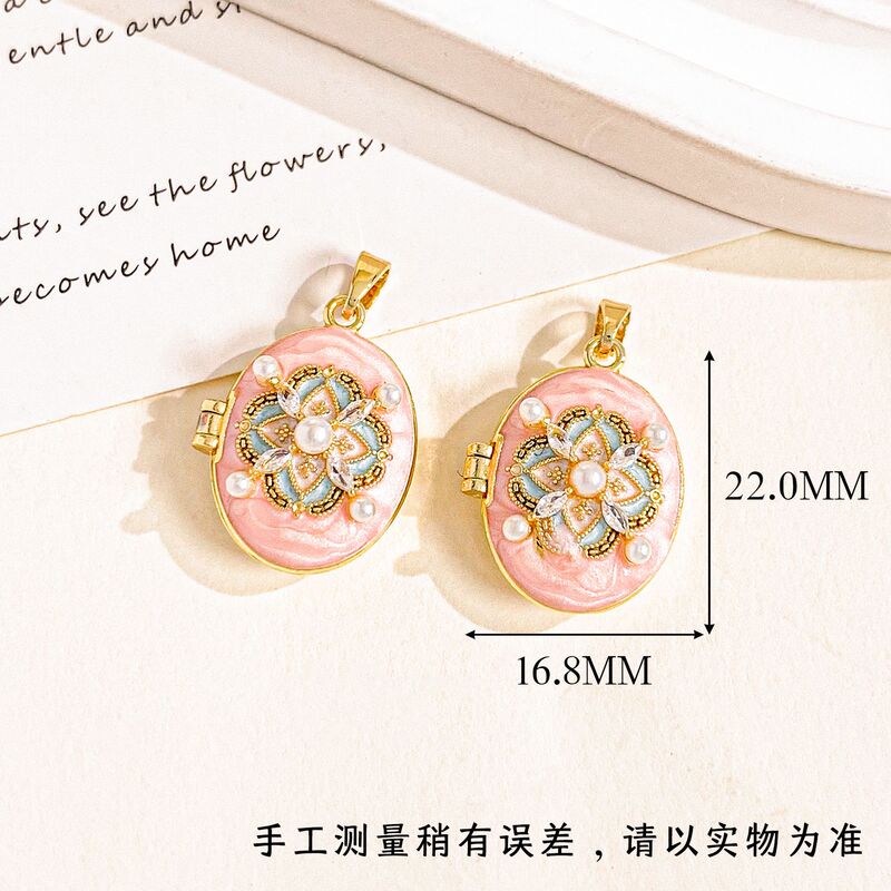 吊坠油画花朵相片夹可打开创意吊坠轻奢小众设计感不掉色DIY饰品|undefined