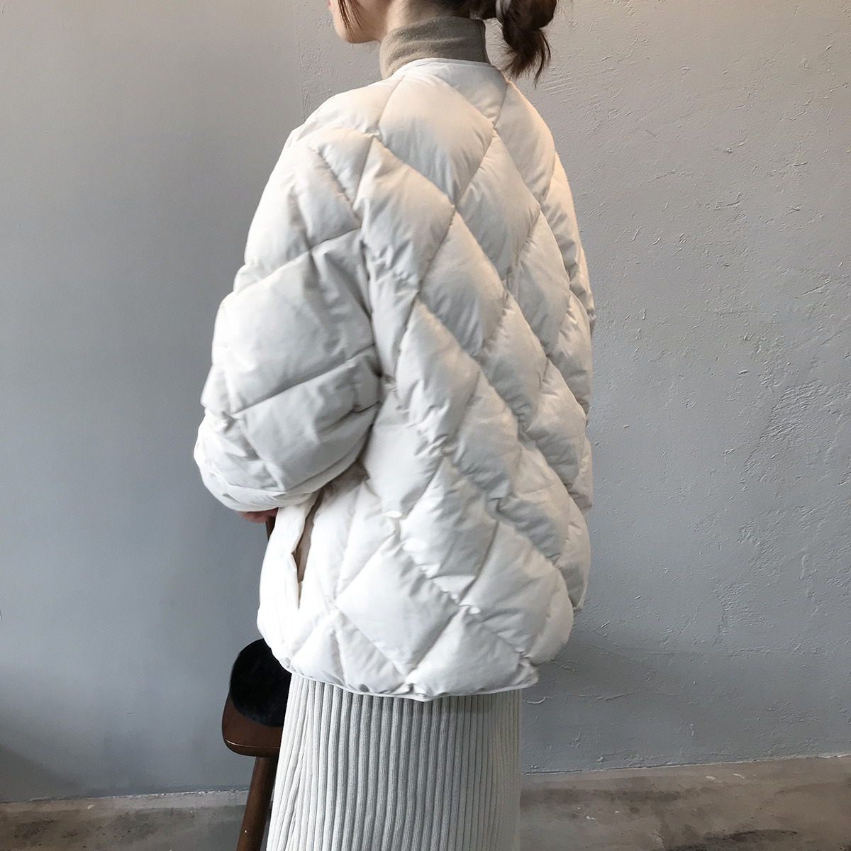 Women's Clothing Diamond plaid cotton coat _voghion.com