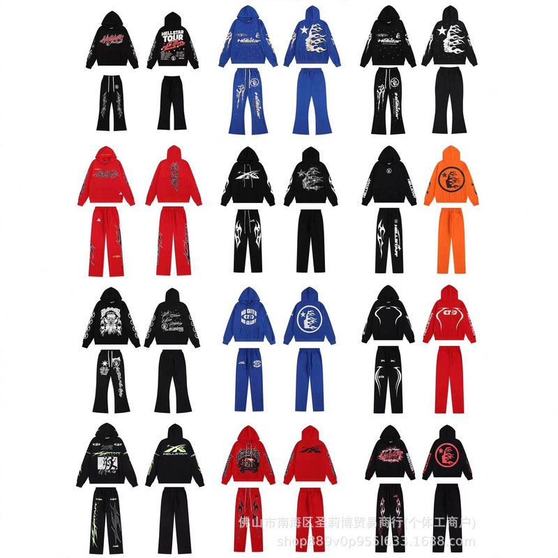 Cross-Border Hellstar American Retro Hellstar Hoodie High Street Men's Loose Women's Hooded Sweatshirt Suit
