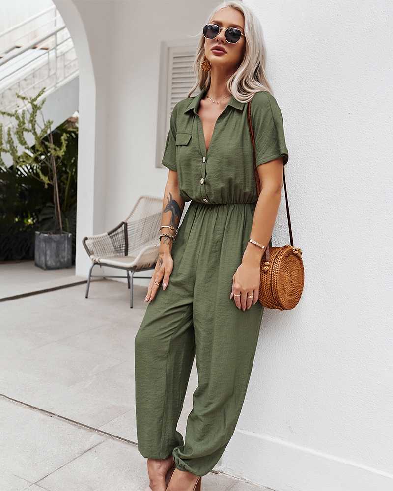 pure color shirt top jumpsuit NSKA21898