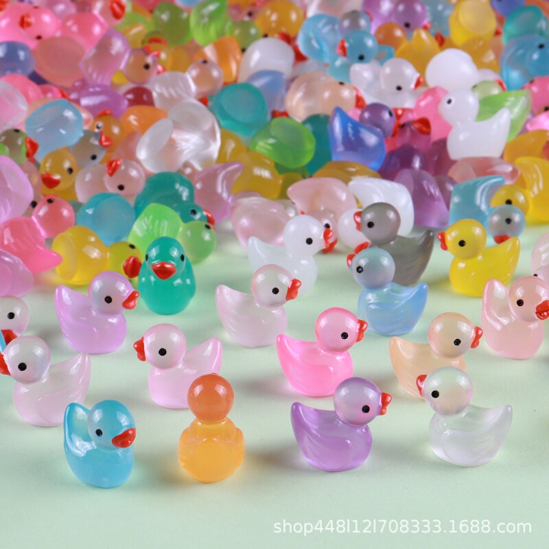 Luminous Colorful Duckling DIY Handmade Accessories Resin Accessories Micro Landscape Desktop Small Ornaments Miniature Moss Landscaping