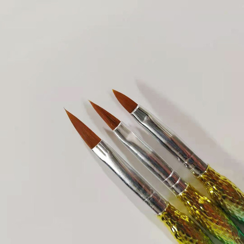 厂家美甲笔彩绘笔渐变炫彩人鱼杆水晶笔3支套装金色头