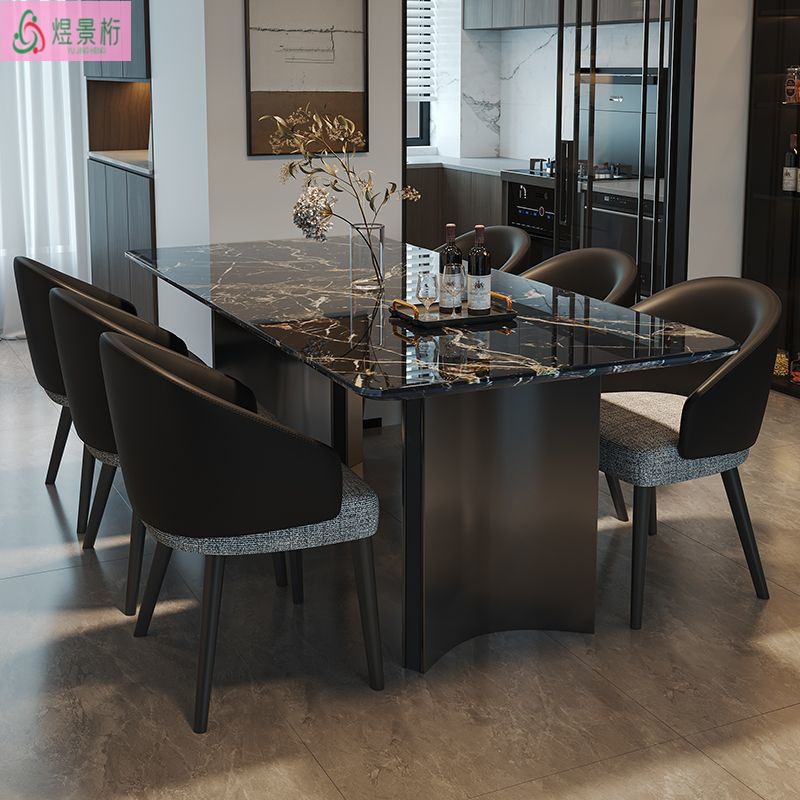 Italian Light Luxury Marble Dining Table Modern Simple Rectangular Home Dining Table and Chair Combination High-End Restaurant Dining Table