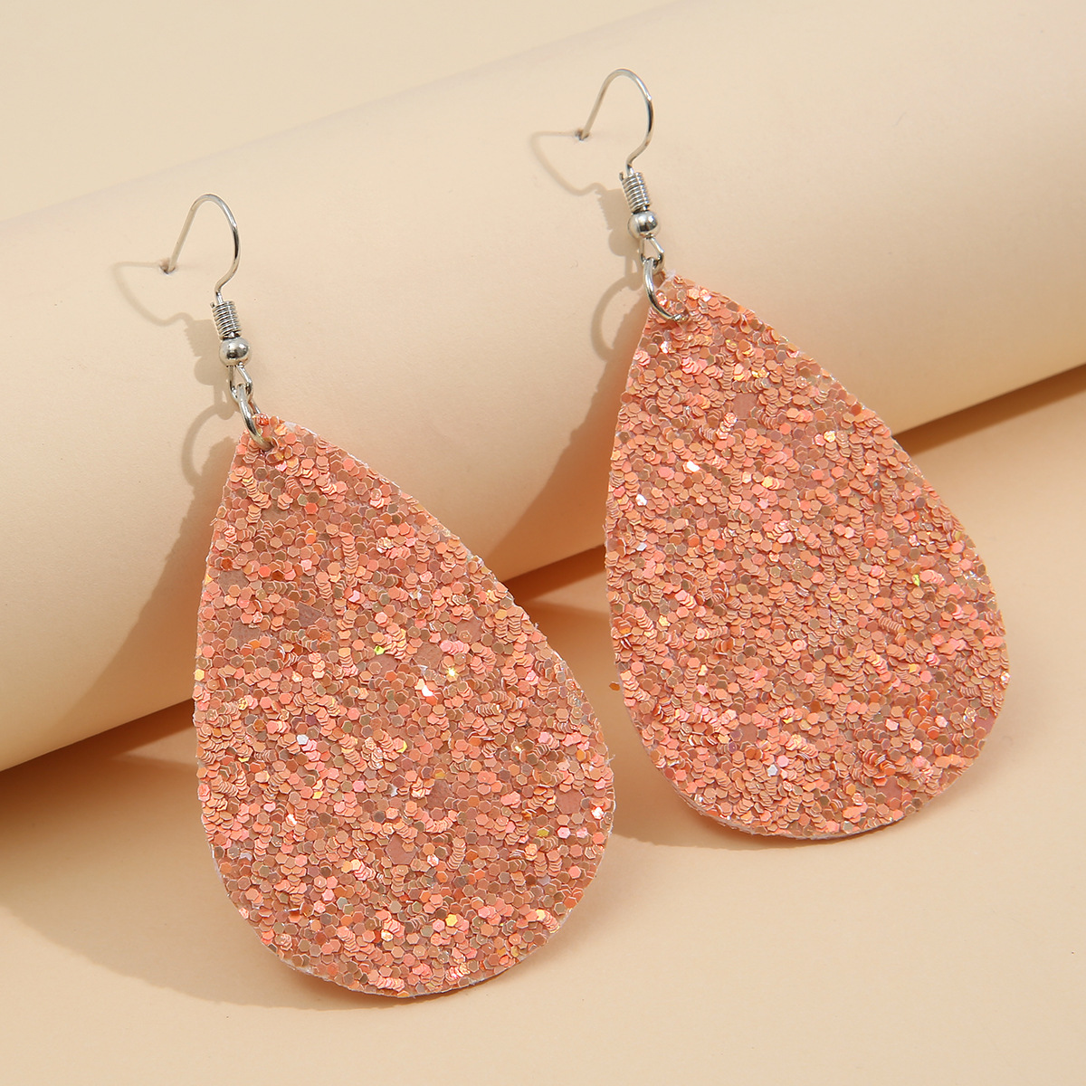 Christmas Leather Pu Sequined Water Drop Earrings Wholesale Nihaojewelry display picture 10