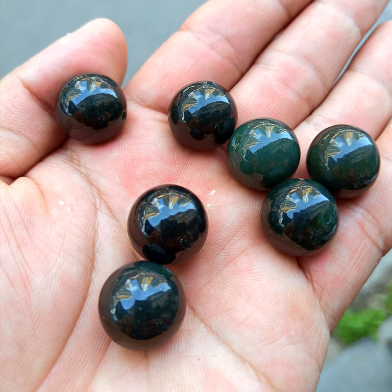 Xinjiang Hetian Jade Bead Necklace Green Jade Jade for Men and Women, Seed Material Round Beads, Tower Green Live Stream Version Old Style Beads, Natural Bracelet