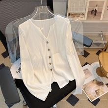 肌理秋季设计新款大码显瘦遮肚子恤长袖时尚上衣打底女装