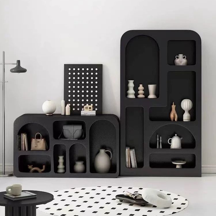 法式白色书柜拱形柜子洞穴柜客厅置物架落地展示柜白色产品陈列柜