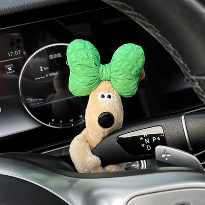 Celebrity Car Interior Wiper | Car ornaments - green-bow-dog-waist-decoration