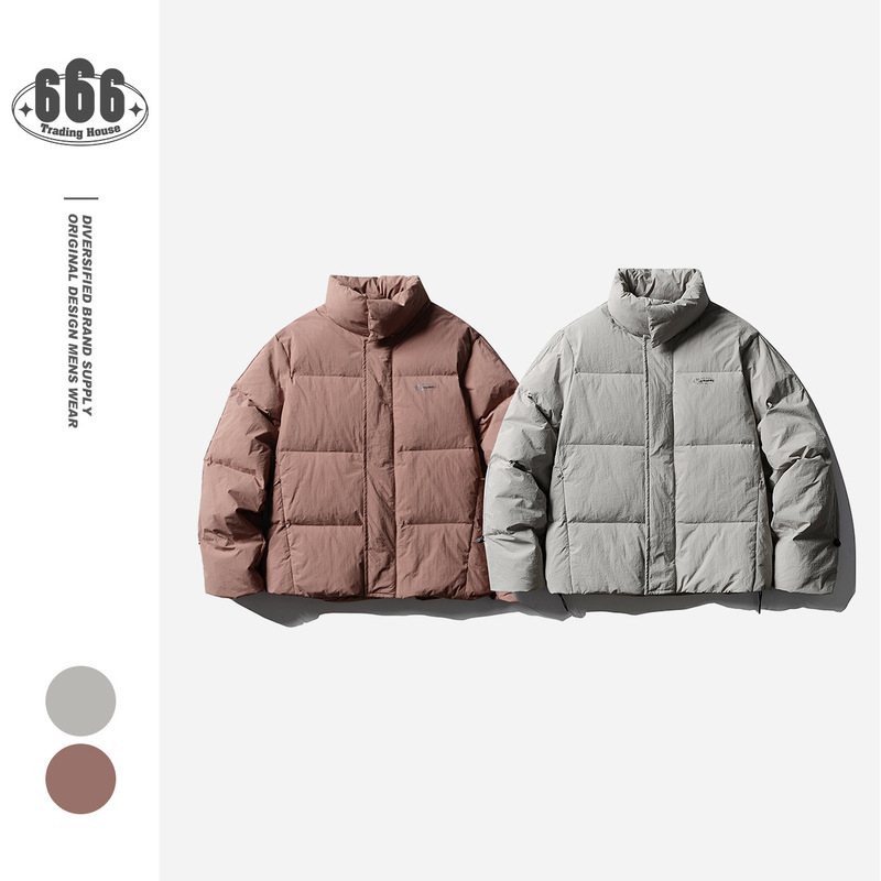 Crowd City Trendyy Japanese Style Retro Basic Stand-Up Collar down Jacket for Men and Women Winter White Duck down Jacket Y616