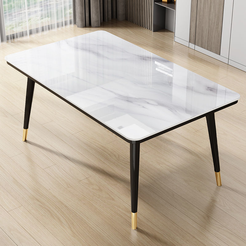 Mesa de comedor nórdica combinación de mesa de comedor doméstica de lujo ligera y simple mesa de comedor de vidrio templado imitación de mesa de comedor de mármol