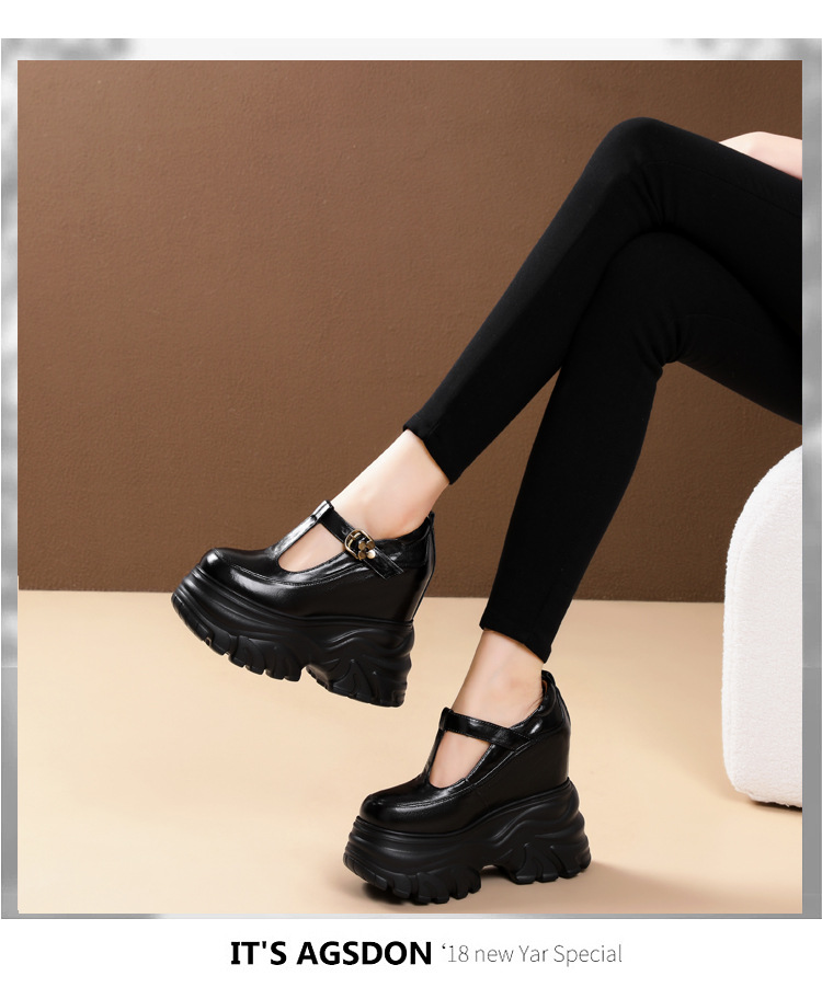 Giày cao gót nữ đế xuồng platform gót vuông kiểu Pháp, gót 14 cm — màu đen chi tiết 11